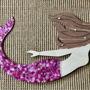 Wood Mermaid Wall Art - Pinks